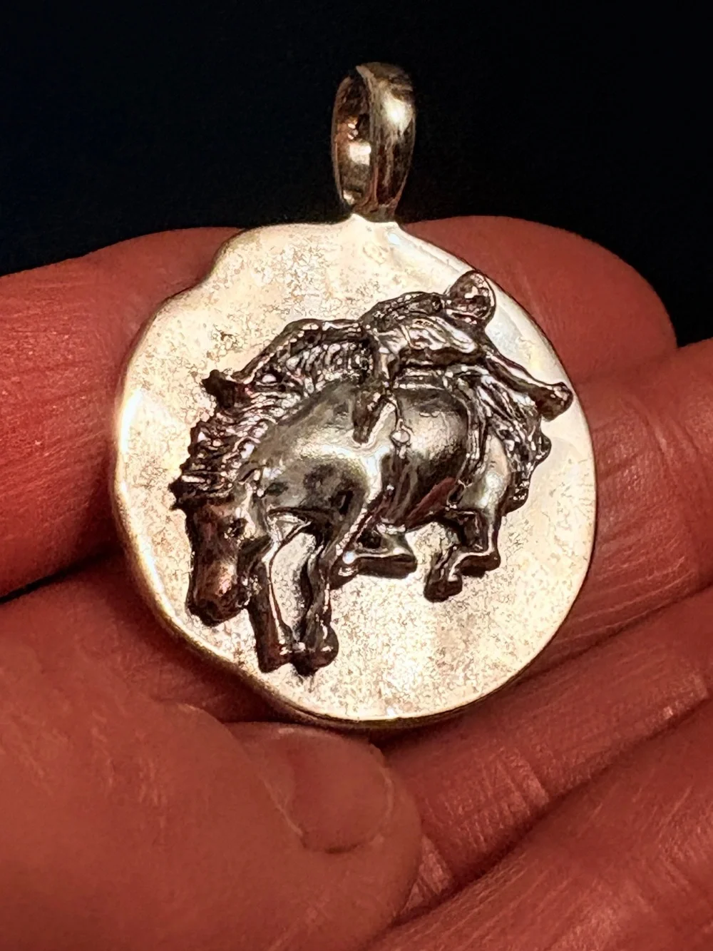Vintage .925 Sterling Silver Rodeo Bronc Rider Pendant 1.5